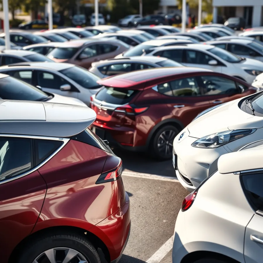 Used electric car on a dealer lot illustrating EV depreciation in the second-hand market
