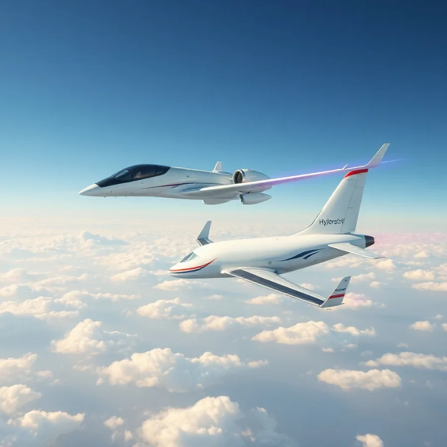 Research aircraft comparing hydrogen contrails with kerosene contrails