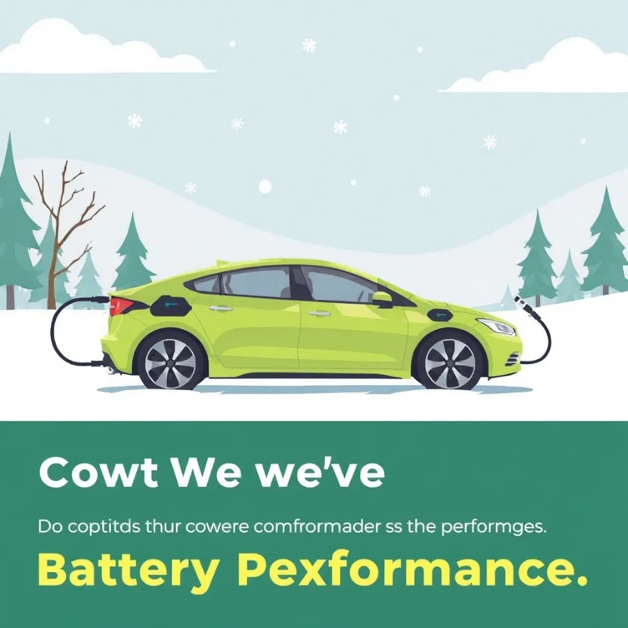EV battery performance in cold weather illustrated by an electric car in snow