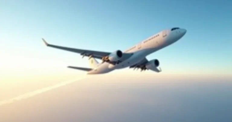 Airliner climbing at dawn leaving a short contrail behind it